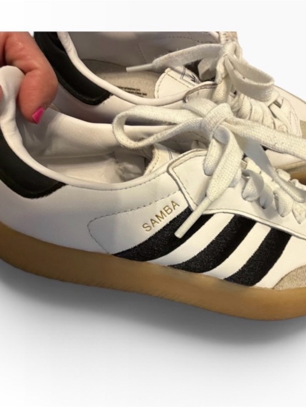 adidas Samba Sneakers in White, Black and Gum - Picture 8 of 9